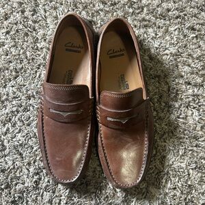 Clarks Men's Tan Leather Slip-On Loafers Soft Cushion Ortholite size 10M